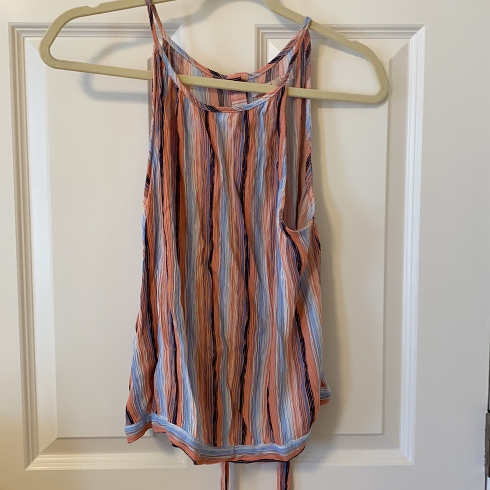 FRANCESCAS BUTTON DOWN TIE FLOWY TANK